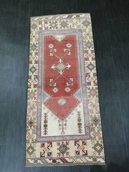 3 x 6.9 Oriental Runner Rug Muted Turkish Runner Rug Short Vintage Runner Rug Hallway Runner Rug Muted Runner Rug Wool Runner