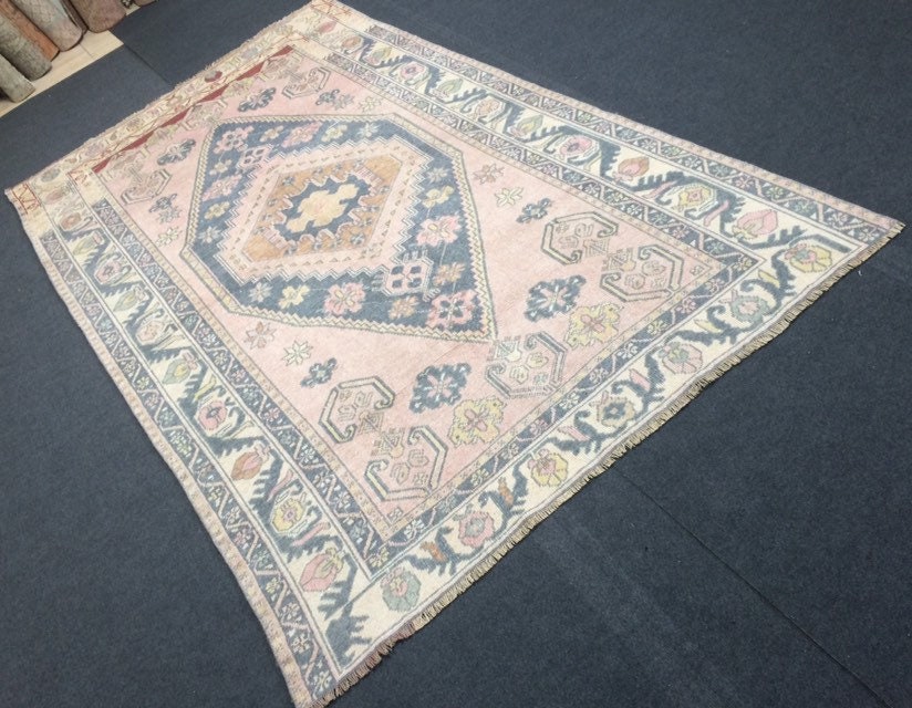 8 x 4 Vintage RUG Turkish Rug , Oushak Rug,Hand woven Rug,Weaving