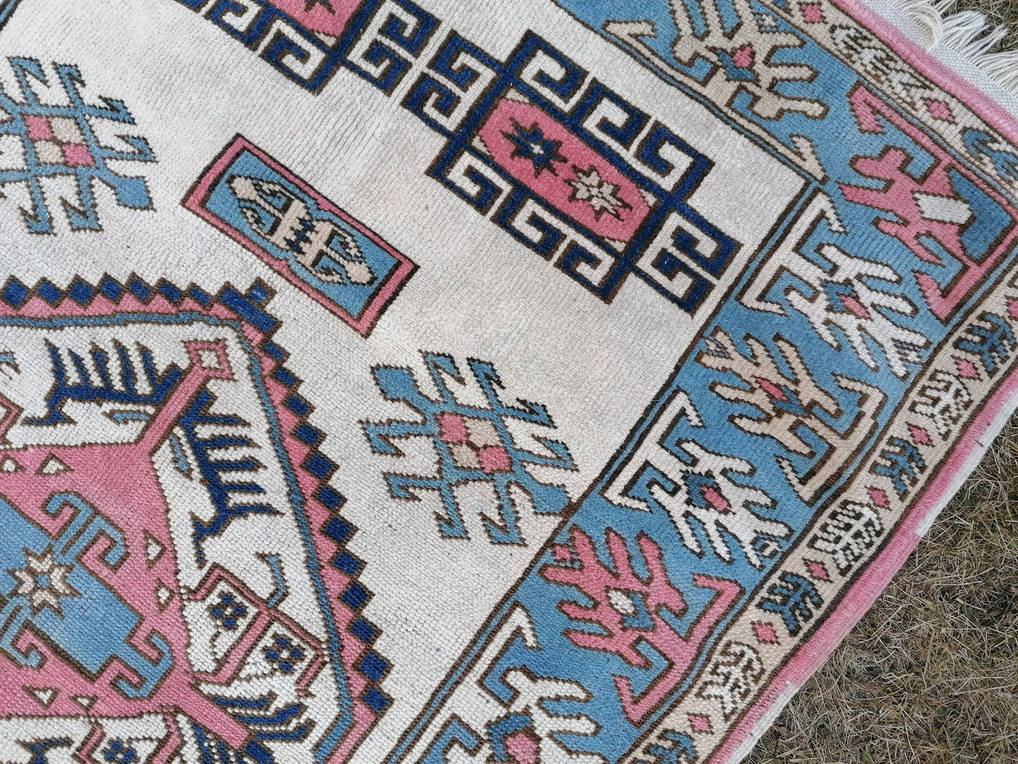 Turkısh blue wool rug 6x4 vıntage oushak rug,handmade oushak rug