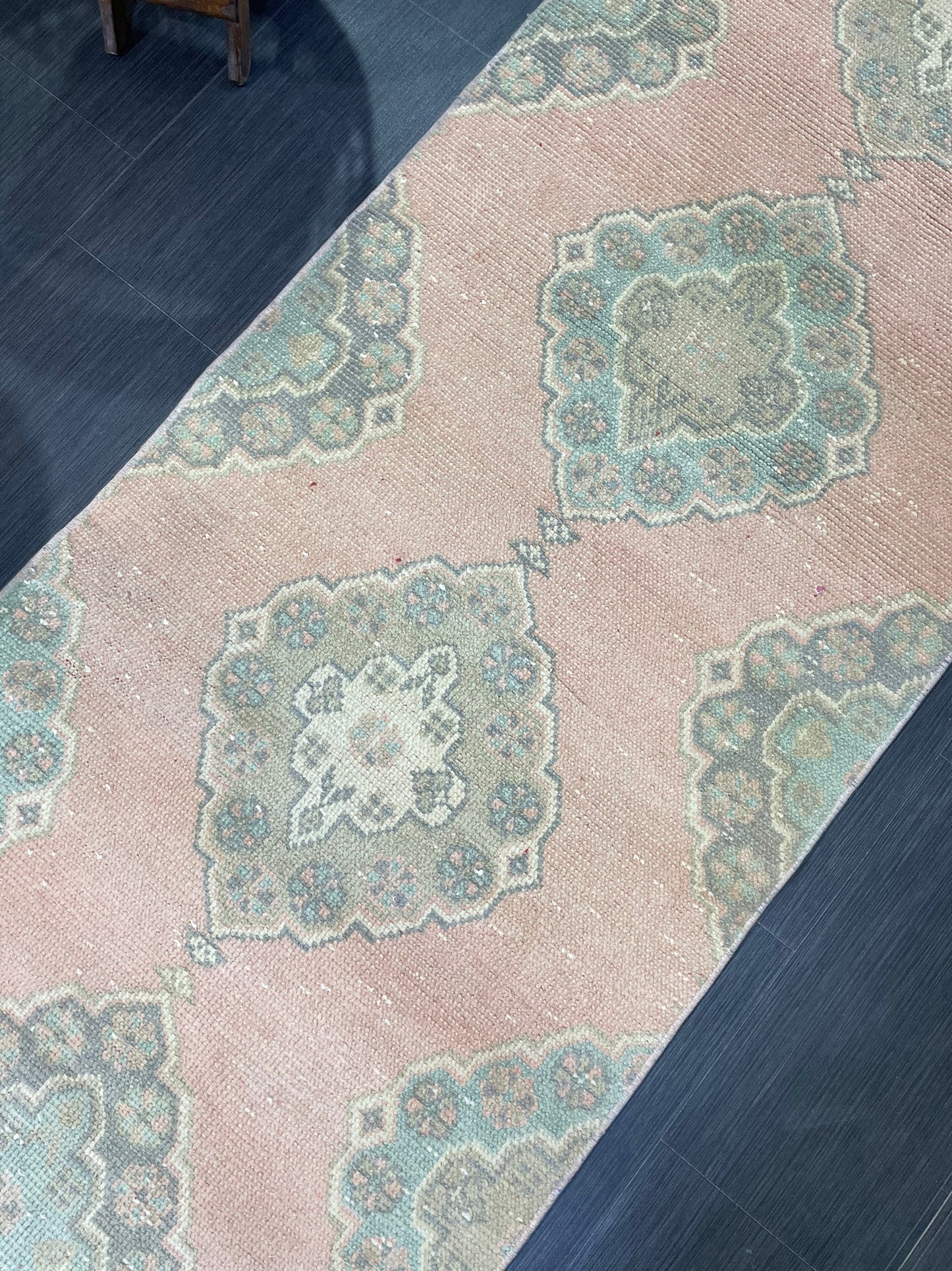 Muted Oushak Runner Rug, Turkish Runner 2.9 x 11.5 Rug Vintage Runner Rug Hallway Runner Rug Kitchen Runner Rug Wool Runner Handmade Runner