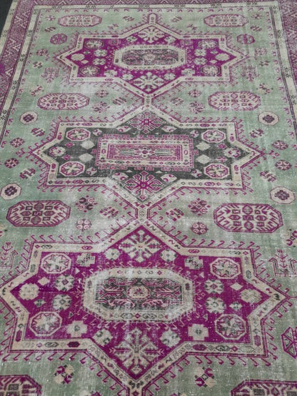 Large Area  Muted Persian RUG 7.5 x 10.5 Vintage Rug Vintage Wool Rug Wool Distressed Rug Hand Made Rugs Vintage Turkish Rug 8x11