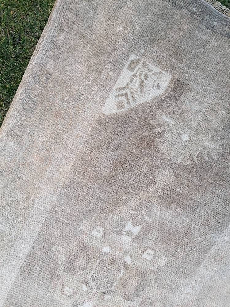 Oushak turkish rug,neutral vintage turkish rug,oushak unique hand made rug 4'4x7 bohemian rug