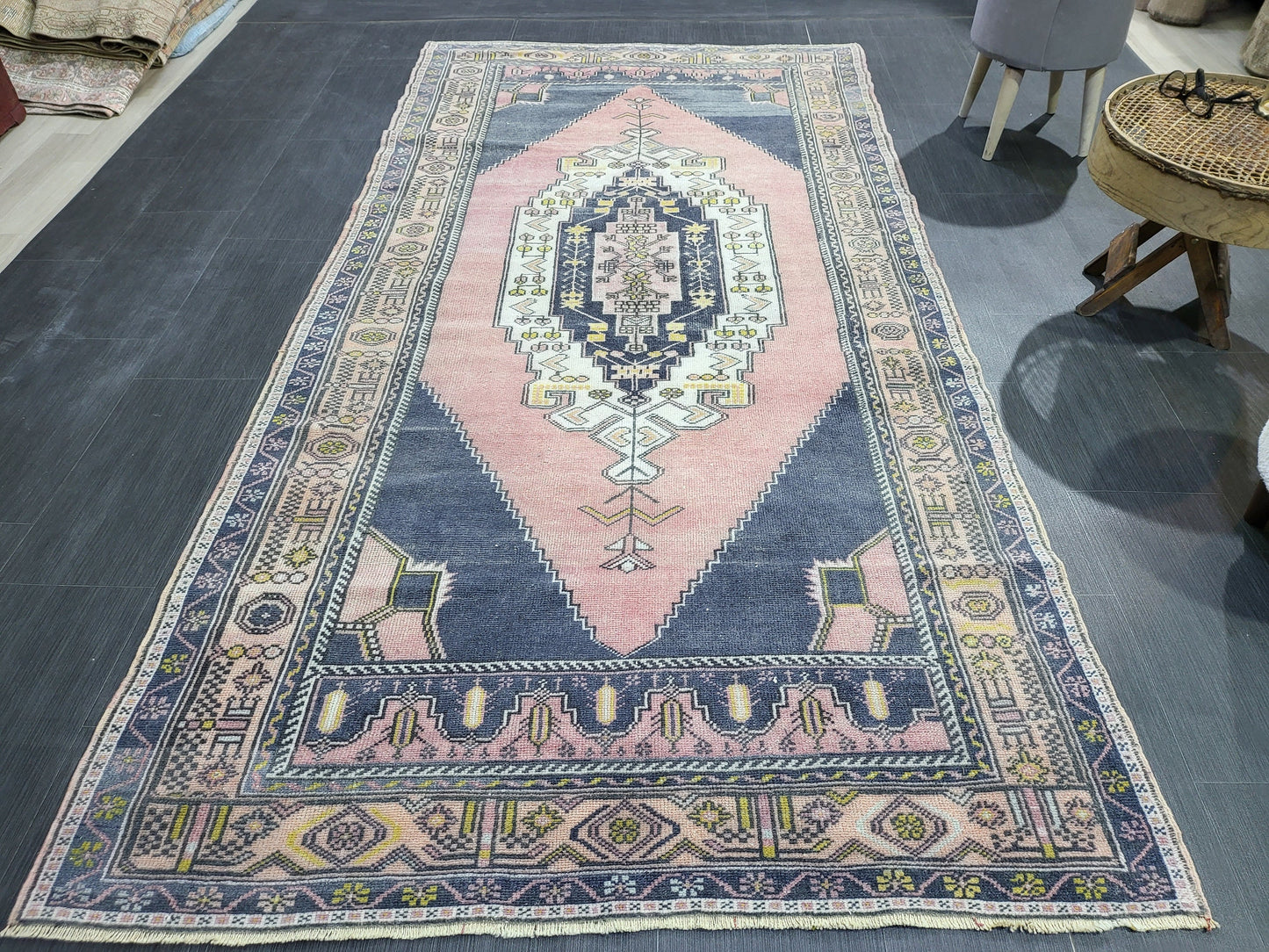 OUSHAK RUG, TURKISH Antique Rug, 4.5 x 8.9 Vintage  Rug, Antique Rug Wool Handknotted Rug,  Hand Made Rugs Vintage Turkish Rug