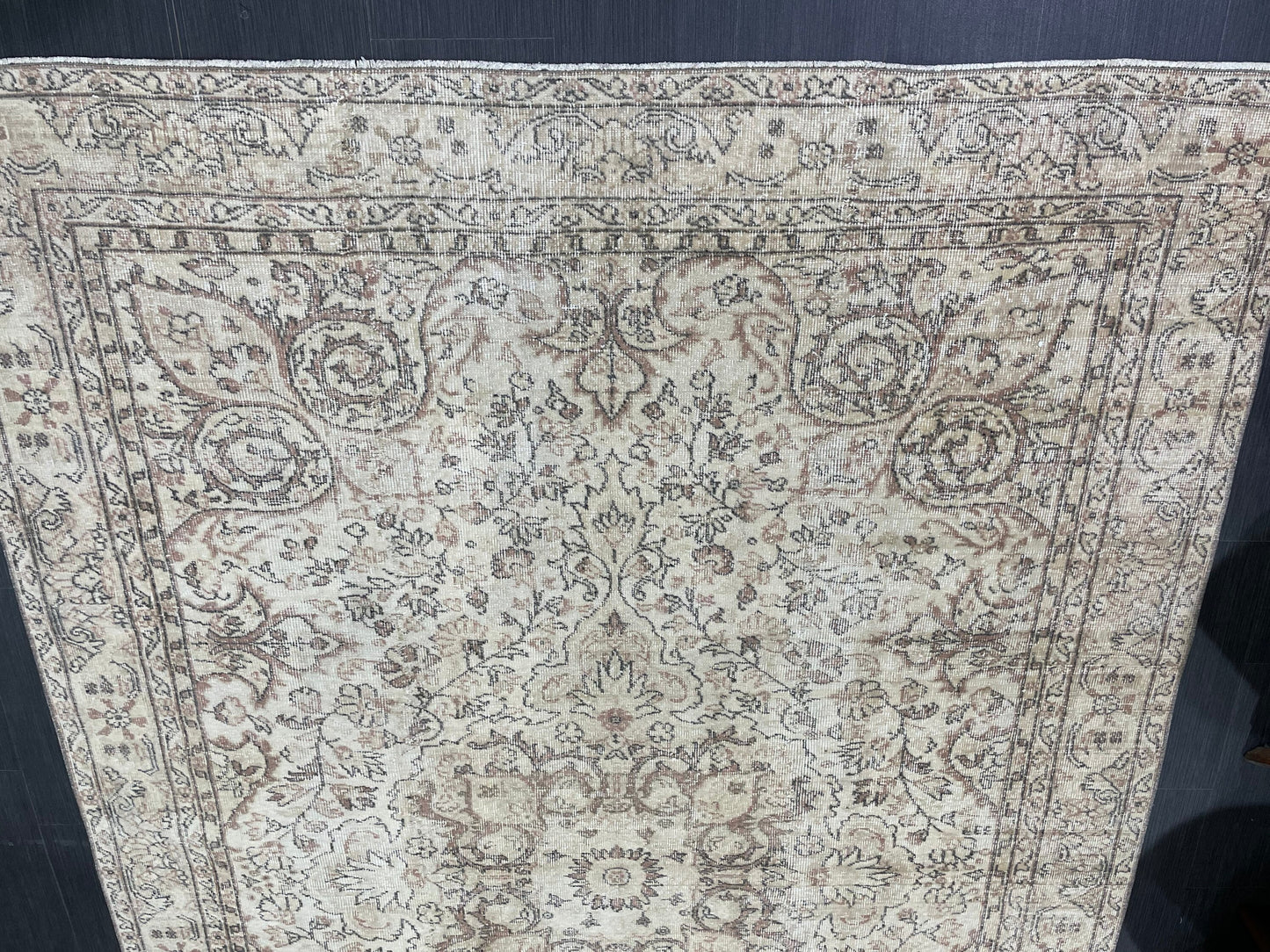 Muted Persian RUG Neutral Vintage 6.4 x 9.7 Rug Large Vintage Rug Wool Oushak Rug Hand Made Rugs Vintage Turkish Rug Neutral Rug