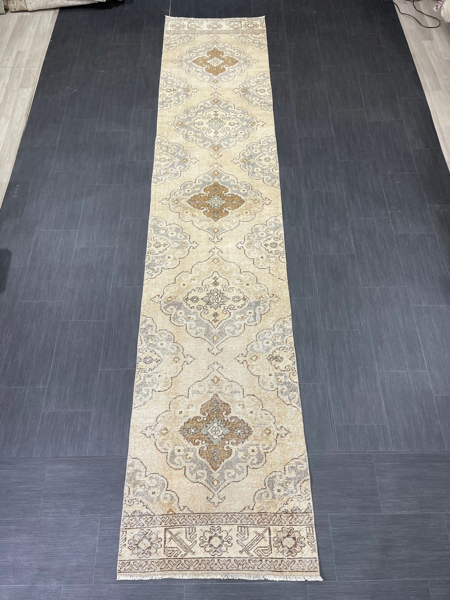 Hand Knotted Runner Rug Turkish Runner 2.7 x 13 Rug Vintage Runner Rug Hallway Runner Rug Kitchen Runner Rug Wool Runner Rug Wool Oushak Rug