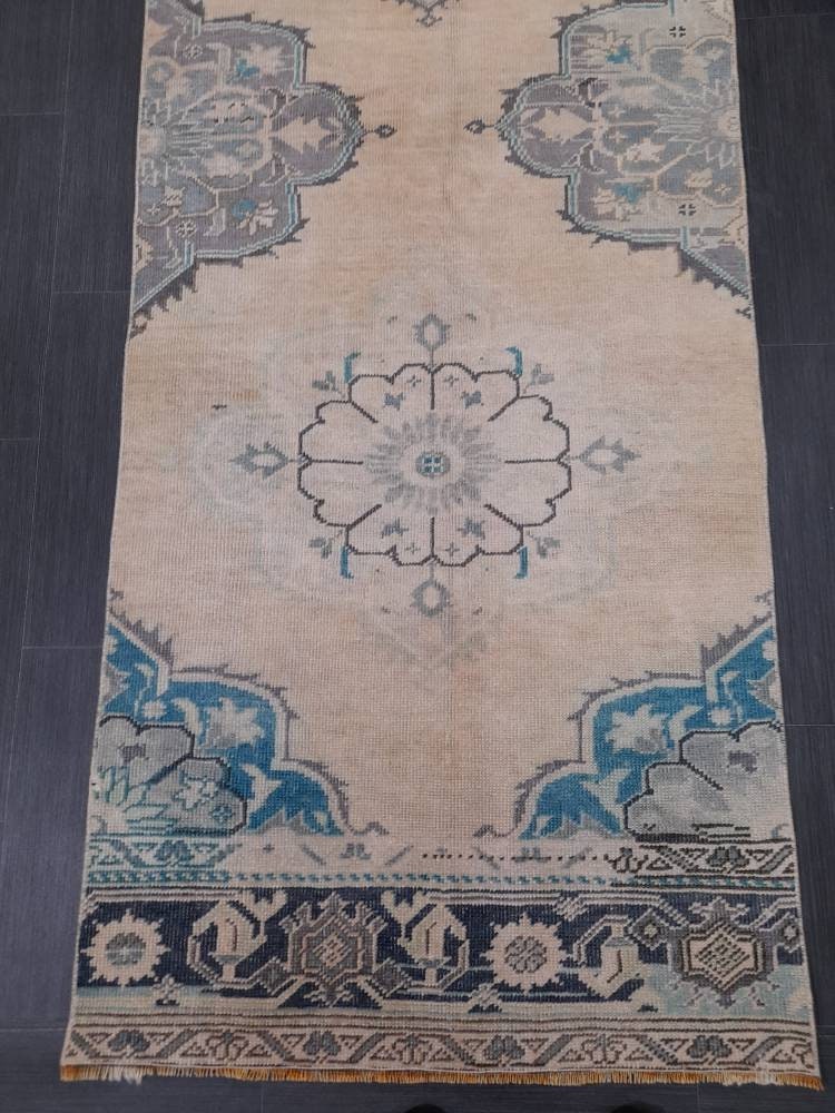 Muted Vintage Oushak Runner Rug 2.8 x 11.3 Muted Turkish Runner Rug XL Vintage Oriental Muted Runner Rug Hallway Runner Soft Wool Runner