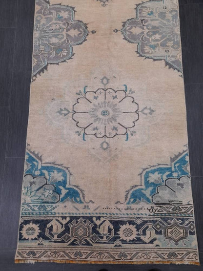 Muted Vintage Oushak Runner Rug 2.8 x 11.3 Muted Turkish Runner Rug XL Vintage Oriental Muted Runner Rug Hallway Runner Soft Wool Runner