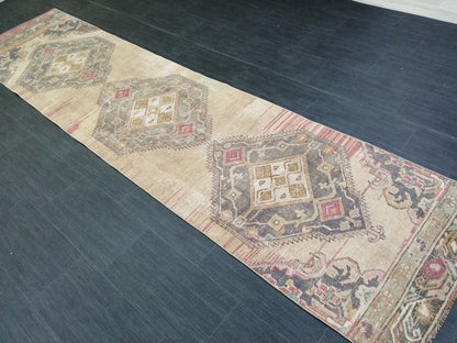2.6 x 11 Oushak Runner Rug Turkish Runner Rug Vintage Runner Rug Hallway Runner Rug Kitchen Runner Rug Wool Runner Rug Wool Oriental Runner