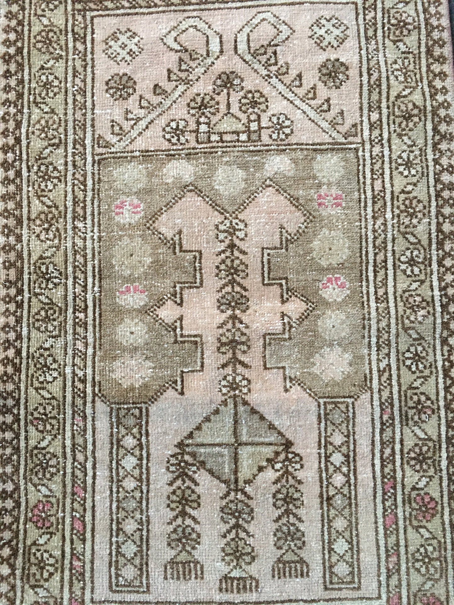 2x4 feet vintage brown bedroom small rug, turkish handmade wool pink bathroom small rug, living room area mini rug, oushak small laundry rug