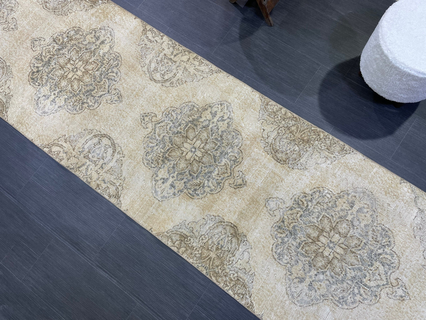 Muted Distressed Runner Rug, Vintage 2.10 x 12.9 Runner Rug, TURKISH Muted Runner Rug, Oushak Runner Rug, Fine Runner Rug,Antique Runner Rug