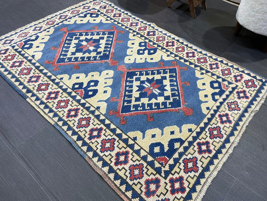 TURKISH Rug, Vintage Wool 3.3 x 4.9 Rug, Oushak Rug, Hand Knotted Rug, Anatolian Rug, Persian 100% Wool Rug, Handmade Rug