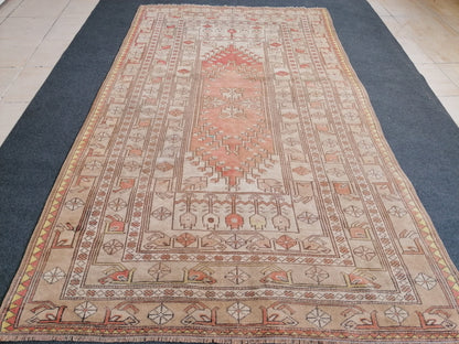 Turkish rug 4'5x7'8 distressed vintage rug, oushak handmade wool rug, old turkish rug