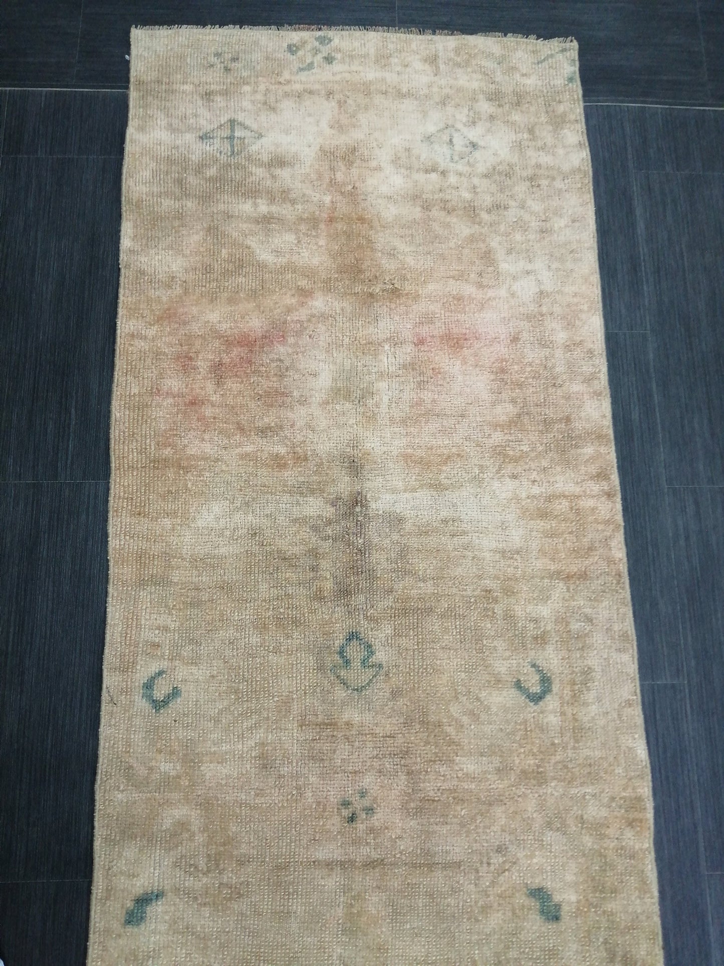 2.3 x 12.3 Muted Oushak Runner Rug Turkish Runner Rug Muted Vintage Runner Rug Washedout  Hallway Runner Rug Kitchen Runner Rug Wool Runner