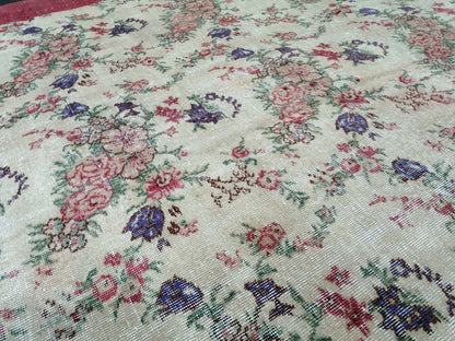 8.2 x 11.6 Large Floral OUSHAK RUG TURKISH Oushak Rug 8x12 Vintage Rug Wool Oushak Rug Hand Made Rugs Vintage Turkish Rug Floral Vintage rug