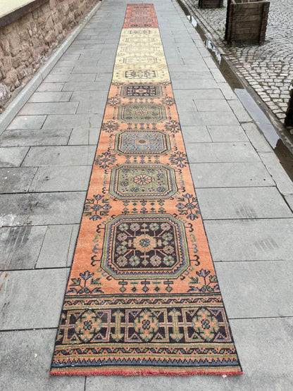 Vintage Staircase Runner Rug 2.3 x 31 ft Extra Long TURKISH Runner Rug Vintage Runner Rug Distressed Runner Rug  Runner Hand Knotted Runner