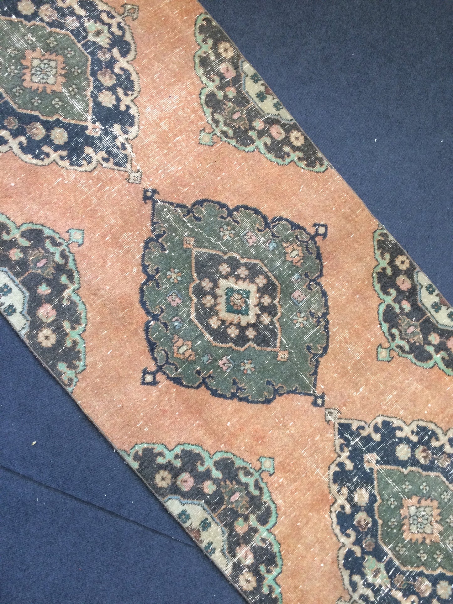 3 x 13.7 Turkish Runner Rug Oushak Runner Rug  Vintage Runner Rug Hallway Runner Rug Kitchen Runner Rug Wool Runner Rug Wool Oushak Runner