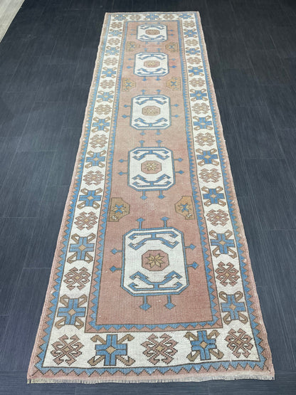 Oushak Runner Rug Turkish Runner 3 x 10.3 Rug Vintage Runner Rug Hallway Runner Rug Kitchen Runner Rug Wool Oriental Runner Rug