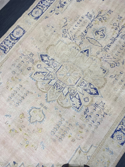 Large Distressed RUG 7x11 Muted TURKISH Antique Rug Vintage Persian Rug Vintage Rug Wool Oushak Rug HandMade Rug Hand Knotted Rug
