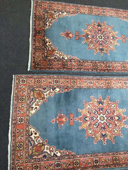 Blue Rugs, TWIN TURKISH  Runner RUG , bold colors Rug,Classic Rug,Oushak Rug, Hand woven Rug, Wool Oushak Rug, Farmhouse Rug