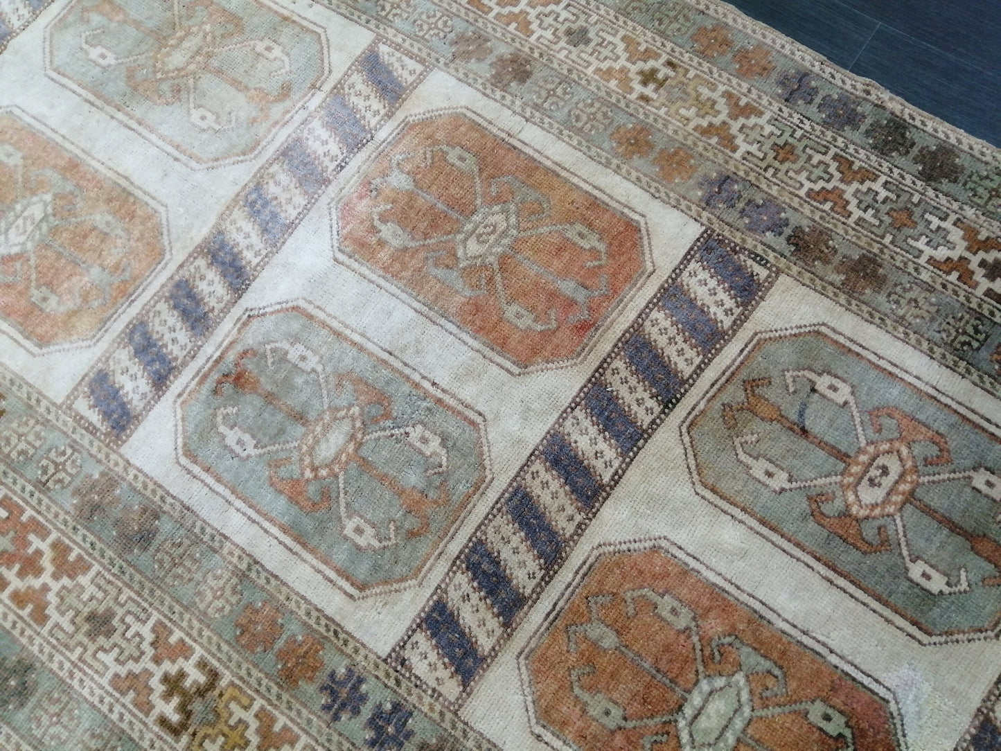 3.9 x 7 OUSHAK RUG TURKISH Oushak Rug Vintage Oushak Runner Rug 4x7 Vintage Runner Rug Wool Oushak Rug Hand Made Rugs Vintage Turkish Rug