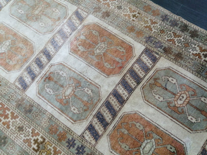 3.9 x 7 OUSHAK RUG TURKISH Oushak Rug Vintage Oushak Runner Rug 4x7 Vintage Runner Rug Wool Oushak Rug Hand Made Rugs Vintage Turkish Rug