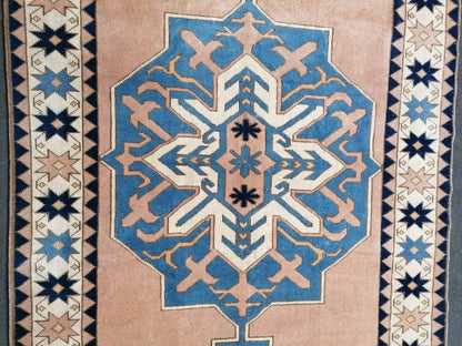 Vintage blue rug 5x7'4 turkish handmade rug, bohemian rug, living room rug, oushak vintage rug