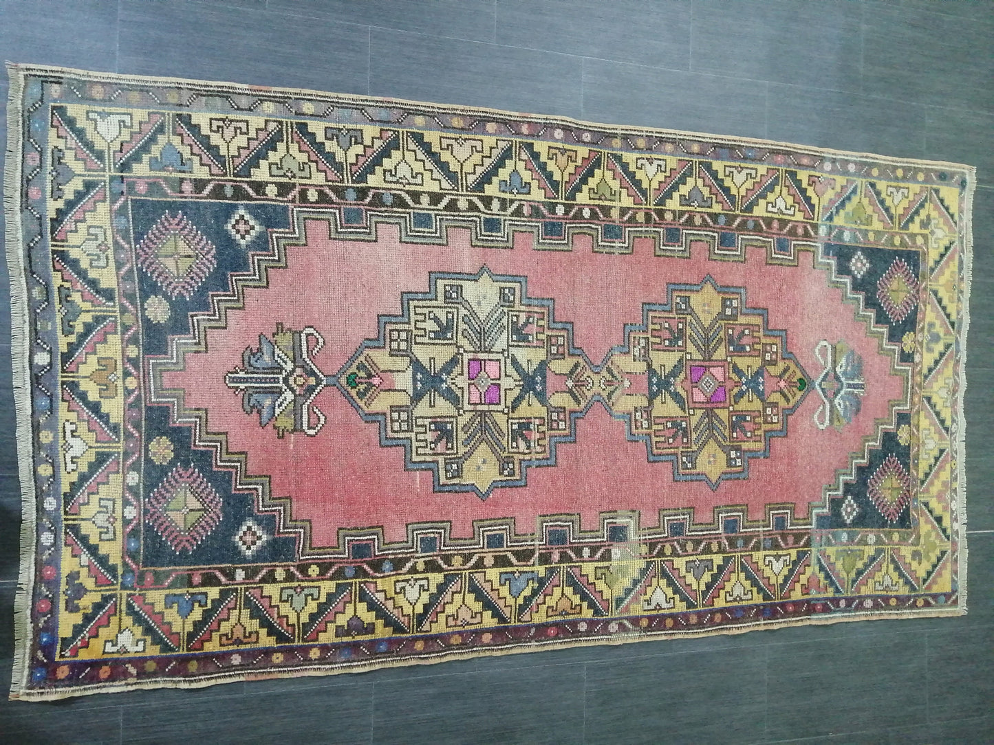 Vintage Rugs 4 x 7.4 TURKISH HAND MADE Rugs Vintage Turkish Rugs   Oushak Rug Turkish Oushak Rug, Vintage Oushak Rug, Wool Rug