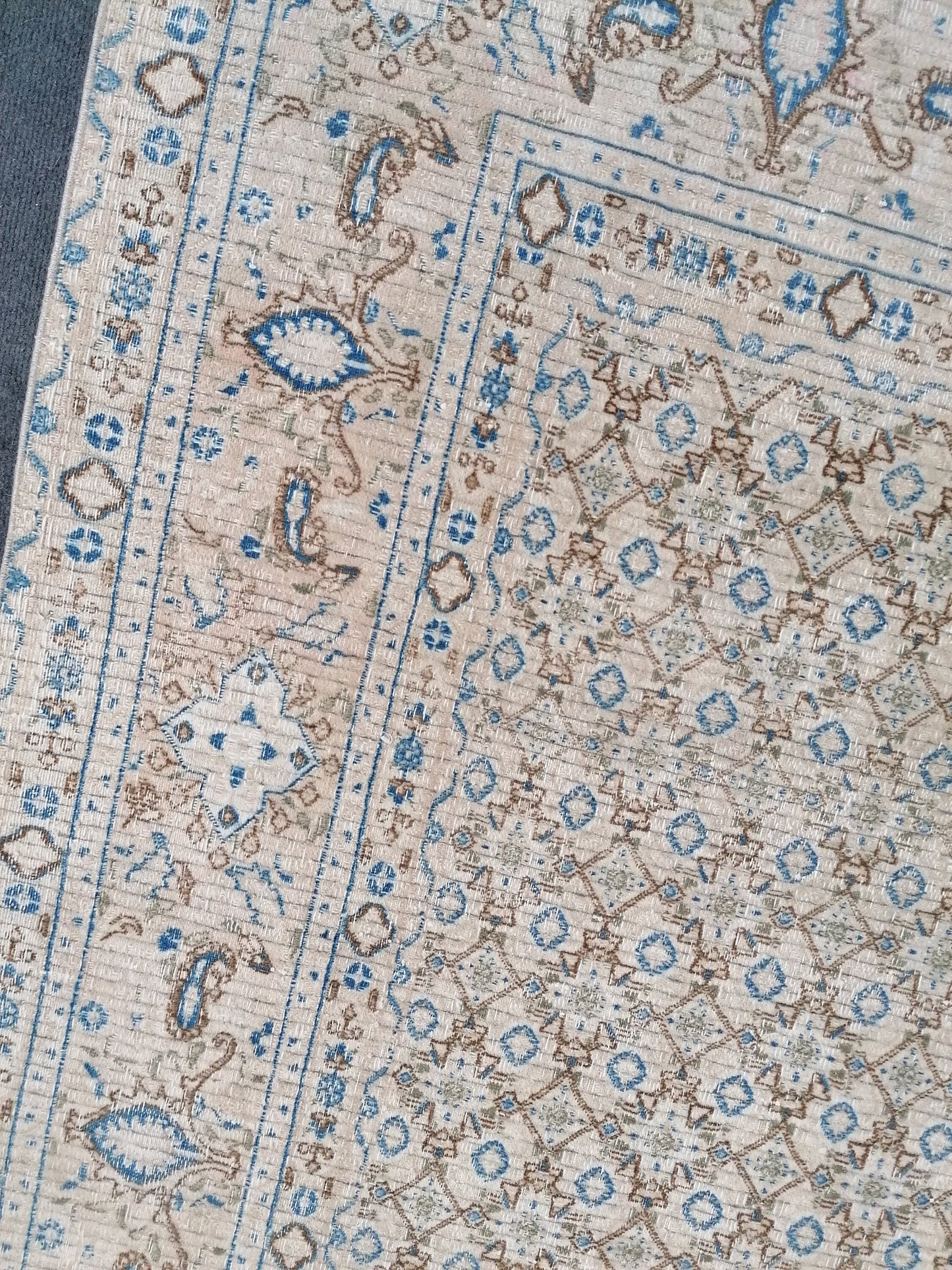 persian wool rug 6'4x8 distressed blue rug, turkish living room rug, handmade rug