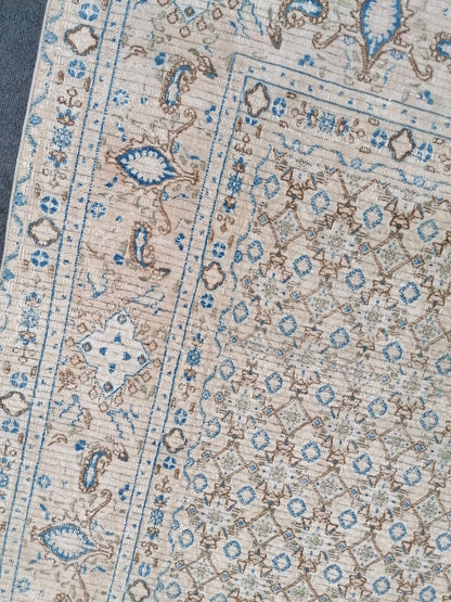 persian wool rug 6'4x8 distressed blue rug, turkish living room rug, handmade rug