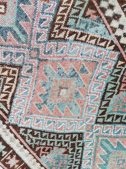 Vintage handmade wool rug, turkish oushak rug 4'2x6'8