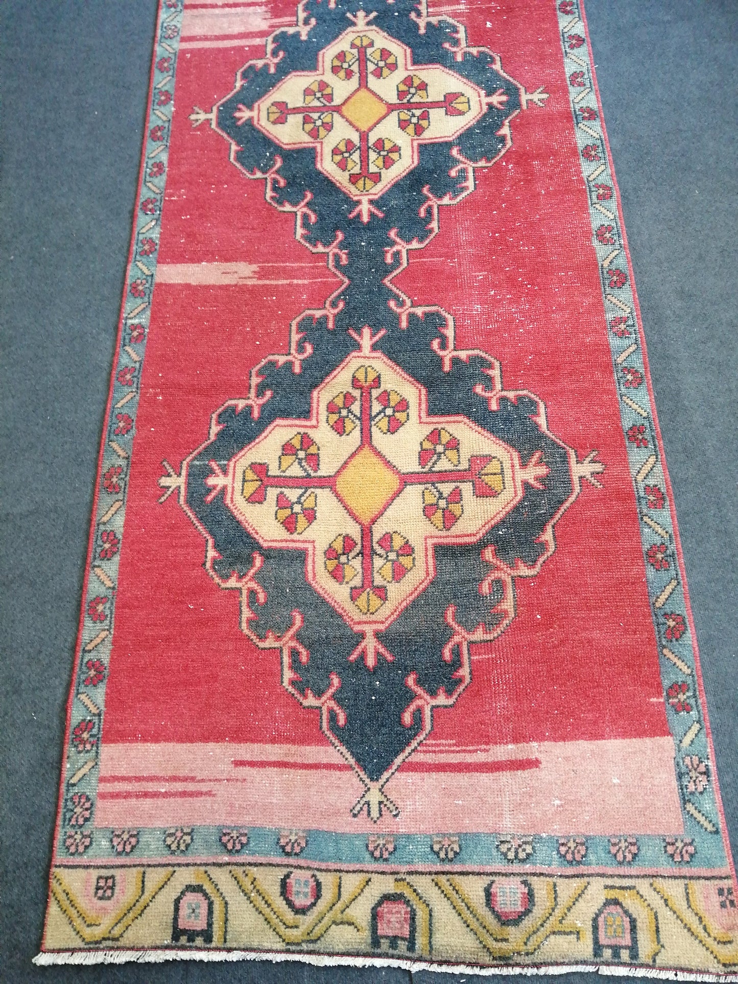 10.6 x 3.6 Oushak Runner Rug Turkish Runner Rug Vintage Runner Rug Hallway Runner Rug Kitchen Runner Rug Wool Runner Rug Wool Oushak Rug