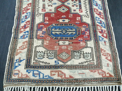Vintage Rug, Wool rug 4.4 X 2.6 RUG Hand Made Rug, Oushak Rug, Rustic Rug, Bohemian Rug, Rug Runner, Turkish Rug, Farmhouse Rug,