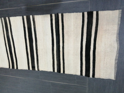 2.3 X 11 Neutral Runner Rug Turkish Flatwoven Runner Rug Vintage Runner Rug Hallway Runner Rug Kitchen Runner Rug Stripe Wool Runner