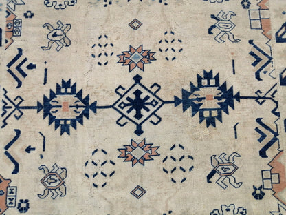 Oriental RUG 9x12 Oushak Rug Turkish Vintage Persian Rug Navy Vintage Rug Fine Wool Oushak Rugs Antique Turkish Rug Muted Living room Rug