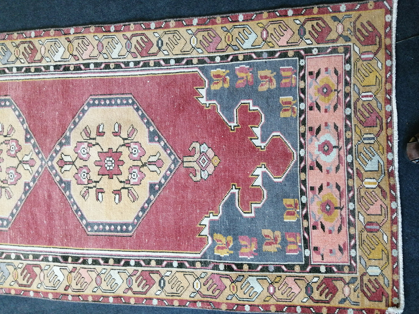 3.4 x 9.9 Vintage Oushak Runner Rug Turkish Runner Rug Vintage Runner Rug Hallway Runner Rug Kitchen Runner Rug Wool Runner Rug
