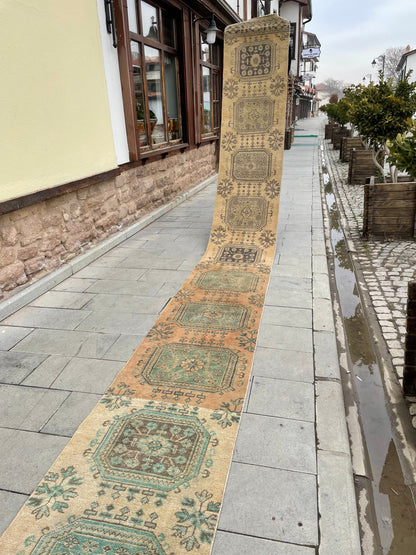 Staircase Runner Rug 2.3 x 26 ft Extra Long TURKISH Runner Rug Vintage Runner Rug Distressed Runner Rug  Runner Hand Knotted Runner