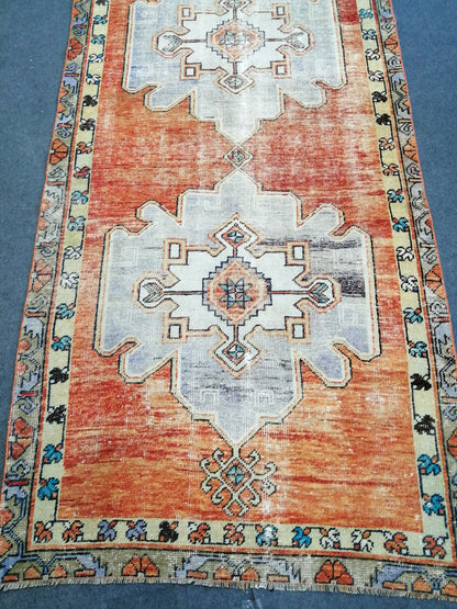 Vintage Oushak Runner Rug Turkish Runner 4 x 11 Rug Vintage Runner Rug Hallway Runner Rug Kitchen Runner Rug Wool Runner Rug Wool Rug