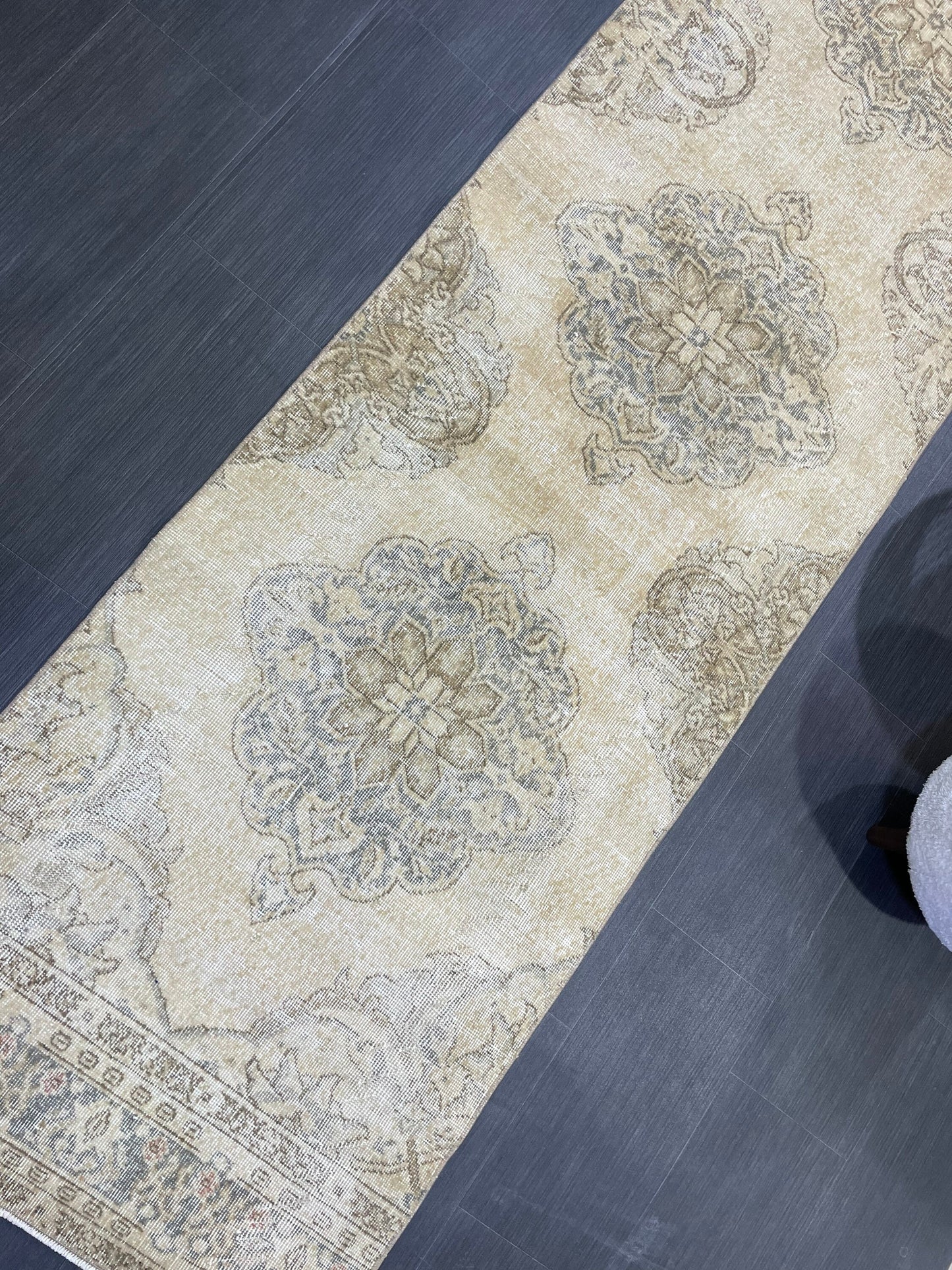 Muted Distressed Runner Rug, Vintage 2.10 x 12.9 Runner Rug, TURKISH Muted Runner Rug, Oushak Runner Rug, Fine Runner Rug,Antique Runner Rug