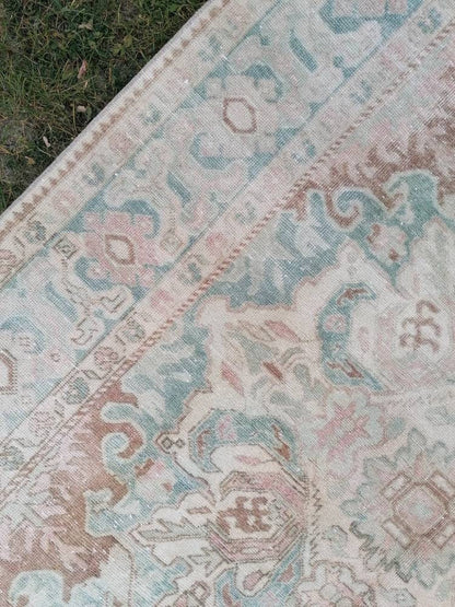 Turkish rug, vintage rug 4'2x8'3 oushak bohemian rug, area rug