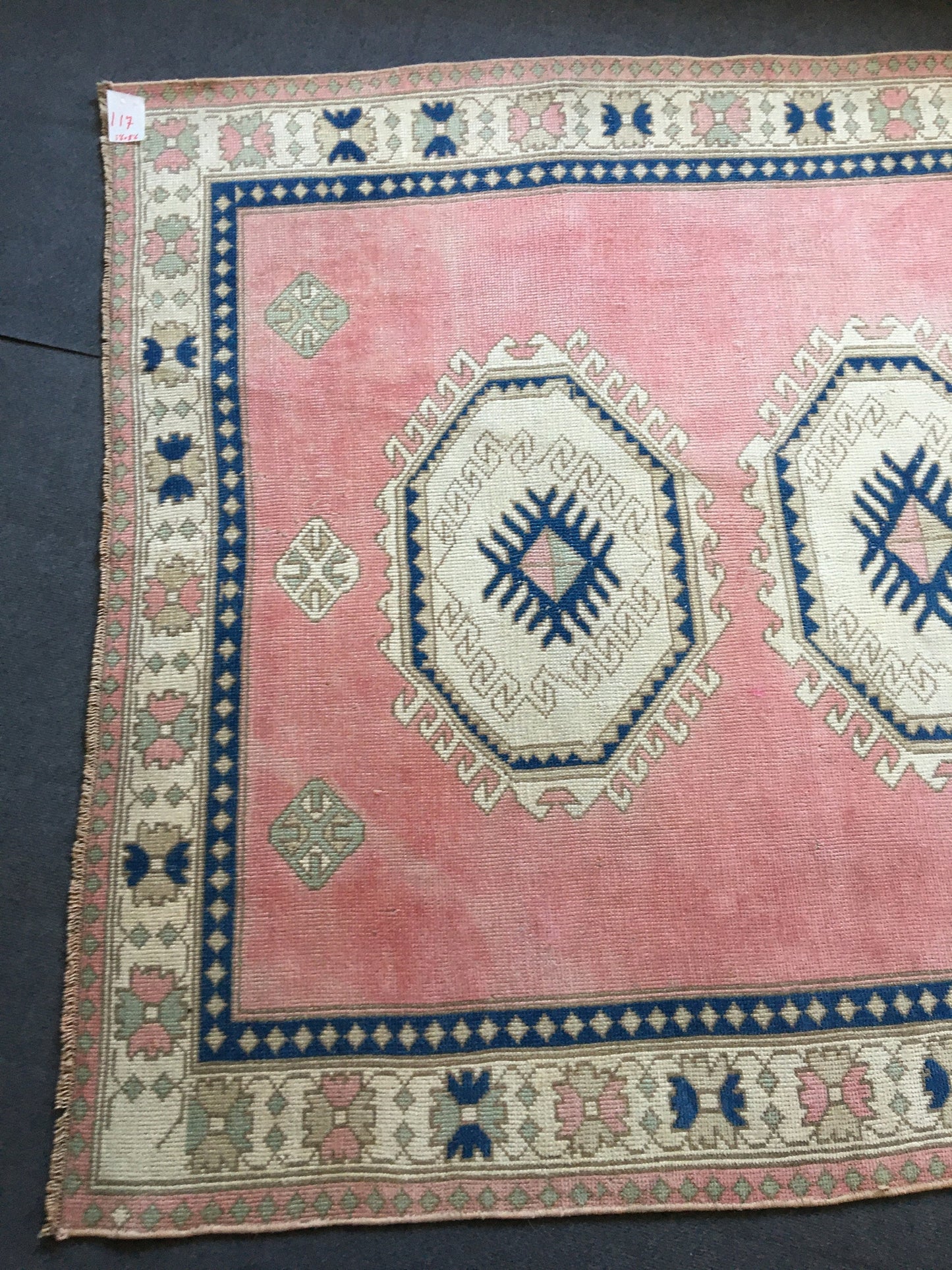 5.4x7.5 feet pink handmade bedroom large rug, wide turkish blue muted color kitchen rug, wool bathroom floor rug, big size living room rugs