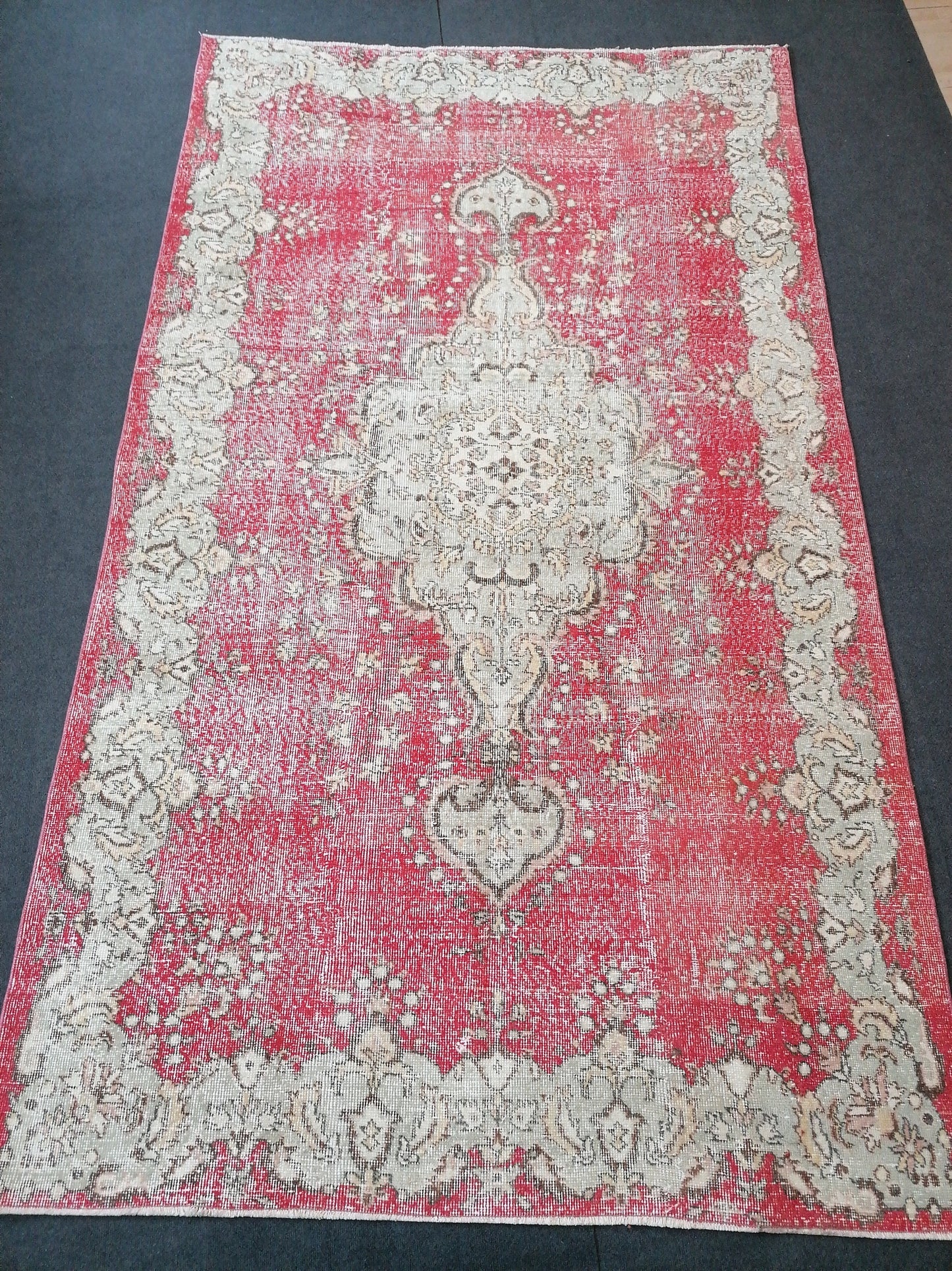 9'7x5'6 turkish oushak rug  vintage oushak rug vintage runner rug wool oushak rug distressed hand made rugs