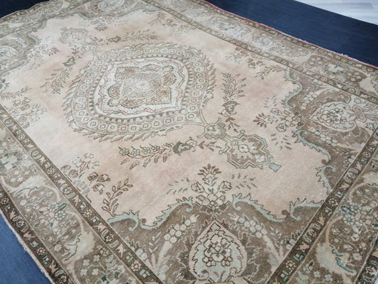 Vintage Rug 6.4 x 9.6 Muted Vintage Persian Rug Vintage Oriental Rug Hand Knotted Rug Hand Made Rug Large Area Rug