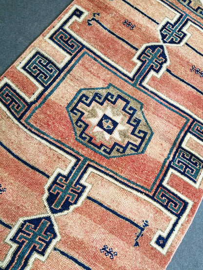 4.3 x 12.7 Large OUSHAK RUG TURKISH Oushak Rug Vintage Oushak Runner Rug Vintage Runner Rug Wool Oushak Rug Handmade Rug Hand Knotted Rug