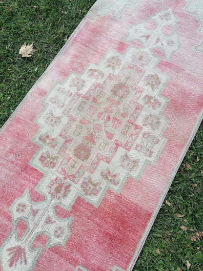 2'11x10'10 turkish runner wool rug, vintage runner rug, vintage oushak rug unique hand made rug kitchen rug bohemian rug