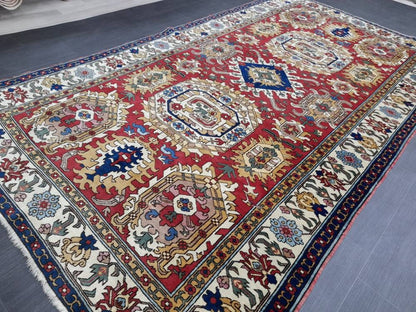 High Wool Pile Vintage RUG 6 x 10.3 TURKISH Rug Vintage Quality Oriental Rug Shirvan Rug Wool Oushak Rug Blue Rug Persian Rug Hand Made Rug