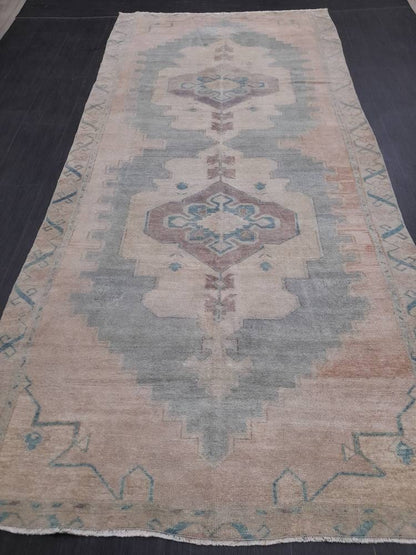 Vintage Wool Rug 5 x 10.8 Turkish Oushak Rug Muted Rug Muted Vintage Turkish Rug  Oriental Rug, Vintage Rug Soft Wool Rug