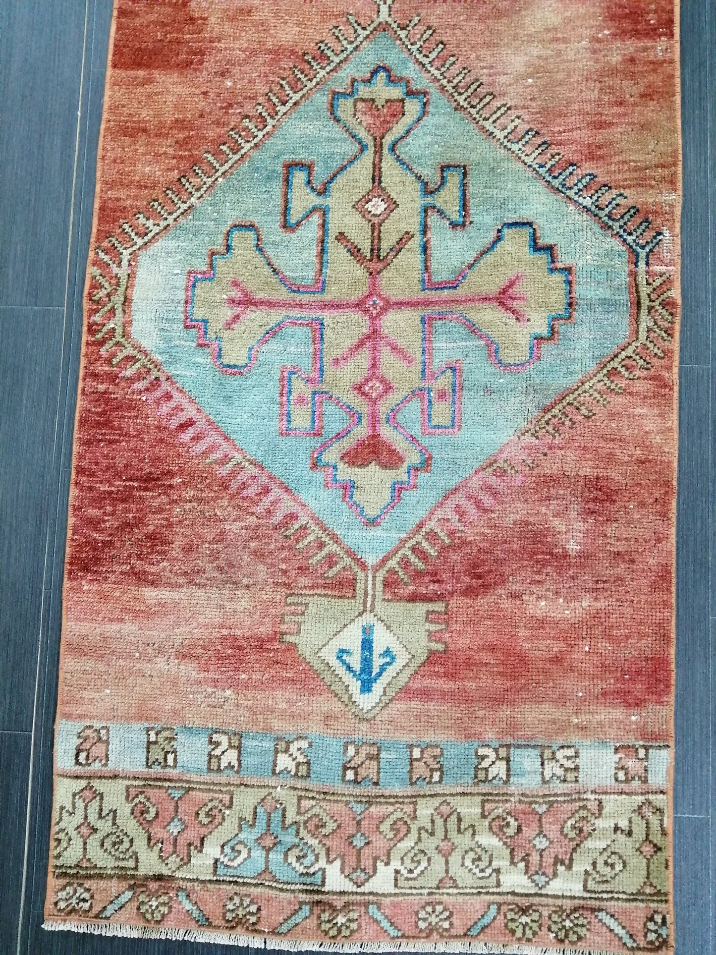 Hallway Runner Rug 9.6 x 2.2 Kitchen Runner Rug Wool Runner Rug Wool Oushak Rug Oushak Runner Rug Turkish Runner Rug Vintage Runner Rug