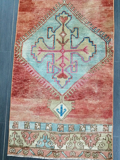 Hallway Runner Rug 9.6 x 2.2 Kitchen Runner Rug Wool Runner Rug Wool Oushak Rug Oushak Runner Rug Turkish Runner Rug Vintage Runner Rug