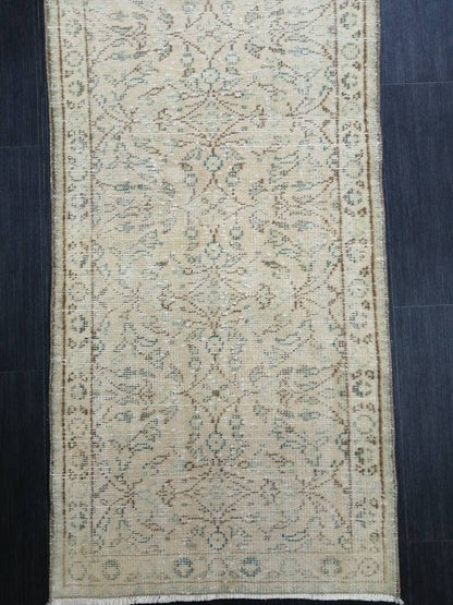 Vintage Runner Rug  2.4 x 10.7 Persian Runner Rug Muted Vintage Runner Rug Antique Hallway Runner Muted Turkish Runner Rug Distressed Runner