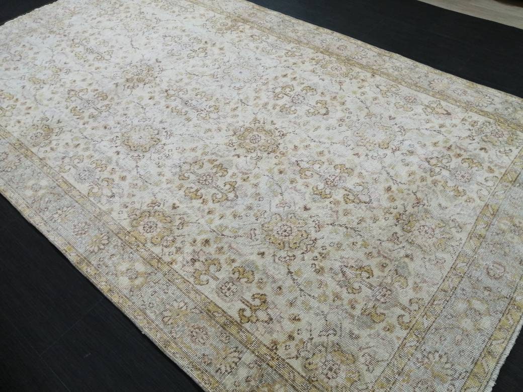 Vintage Rugs 9.2 x 5.3  TURKISH HAND MADE Rugs 10x6 Vintage Turkish Rugs Oushak Rug  Large Turkish Oushak Rug, Vintage Oushak Rug, Wool Rug